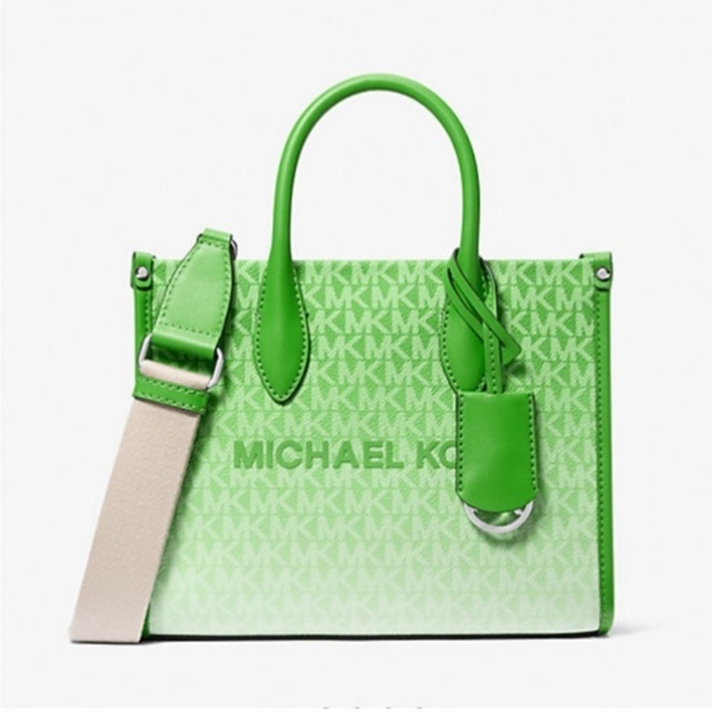 Michael Kors Mirella Small Ombré Signature Logo Crossbody Bag Jungle Green
